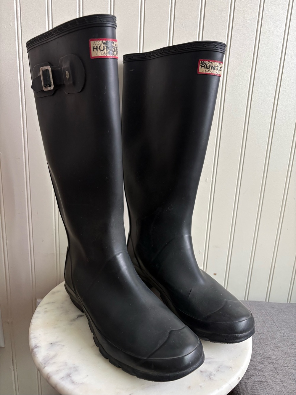 Hunter Original Tall Rubber Rain Boots Women’s 7 Black Classic Wellies Outdoors